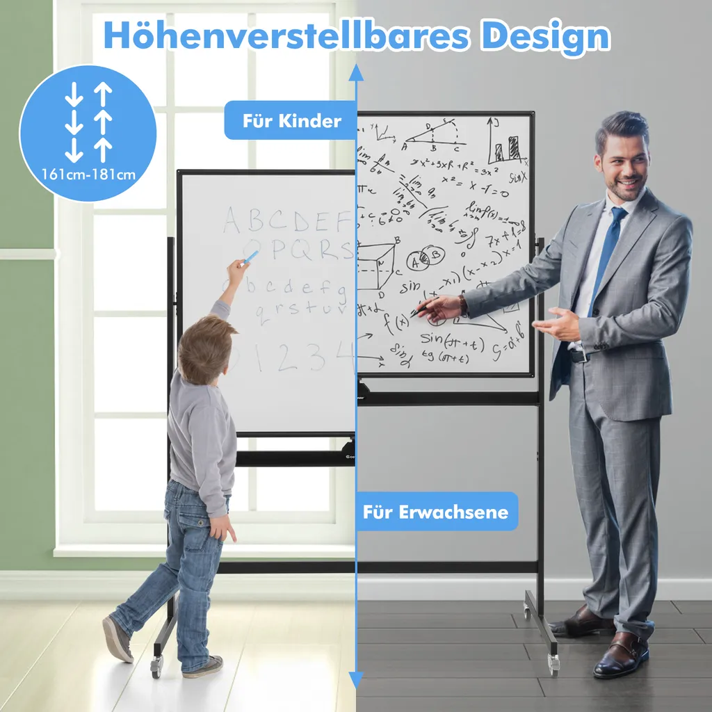 COSTWAY Mobiles Whiteboard Mit Alurahmen