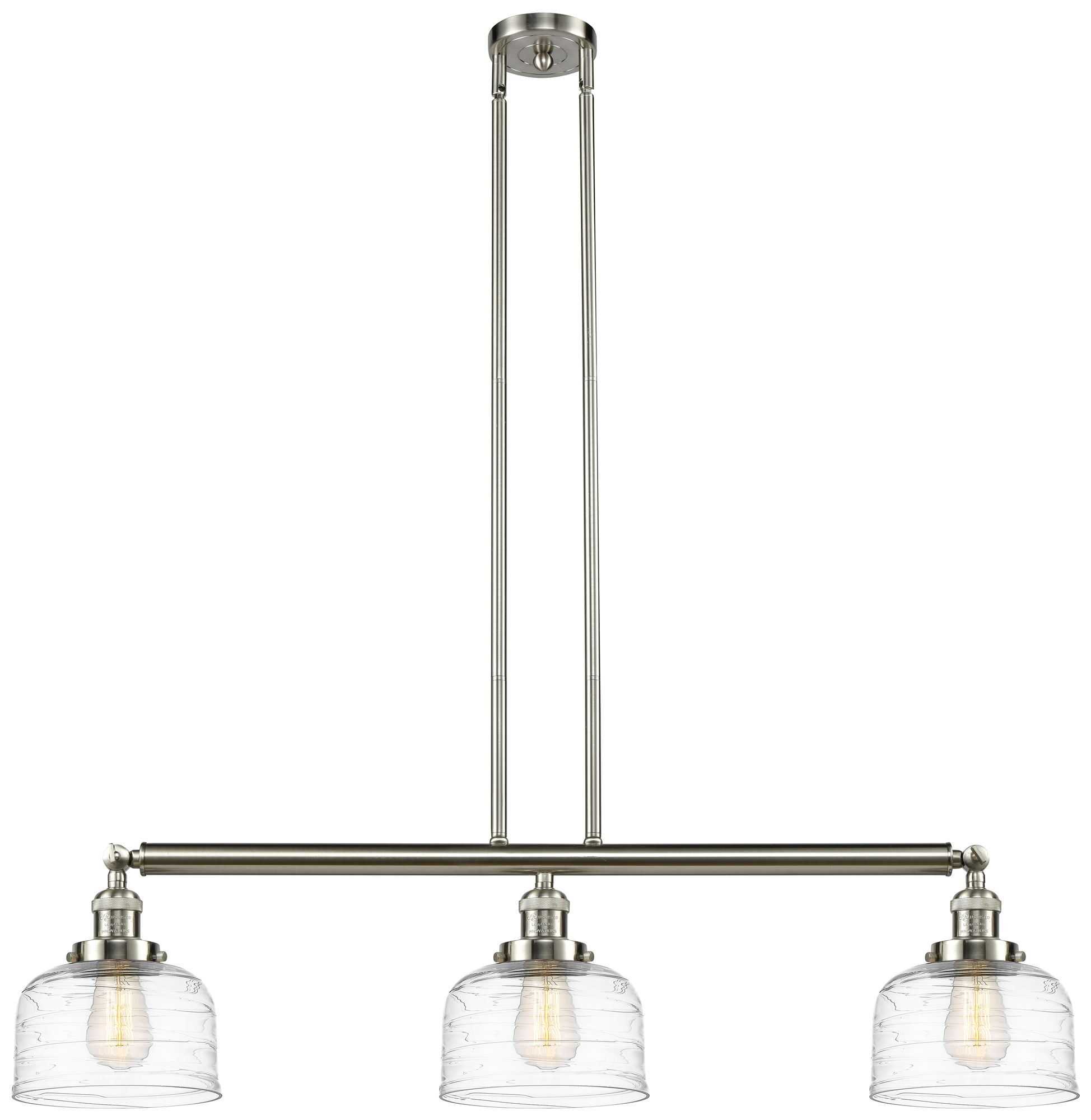 Bell 3 Light 41" Island Light - Brushed Satin Nickel  - Clear Deco Swi