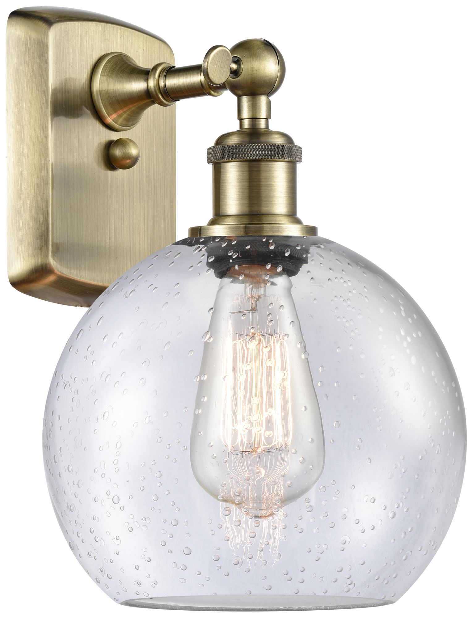 Ballston Athens 8" LED Sconce - Brass Finish - Seedy Shade