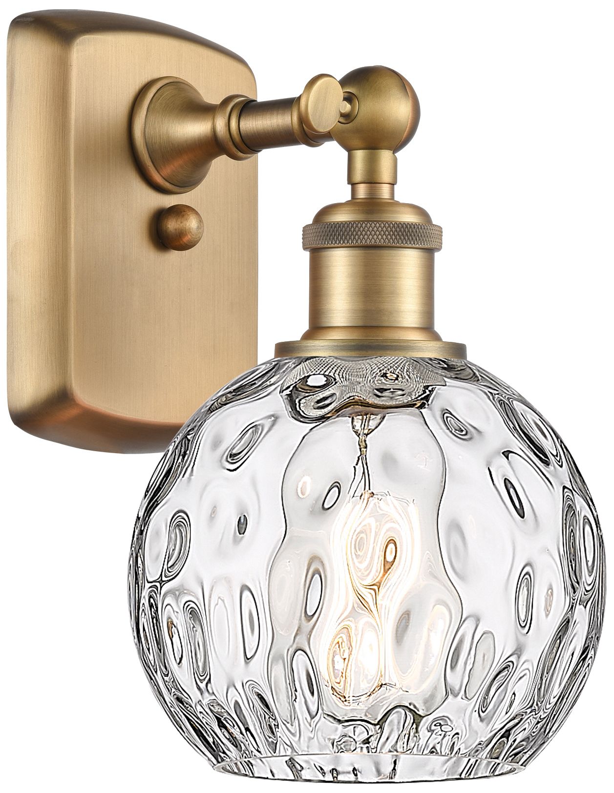 Athens Water Glass 6" LED Sconce - Brass Finish - Clear Shade