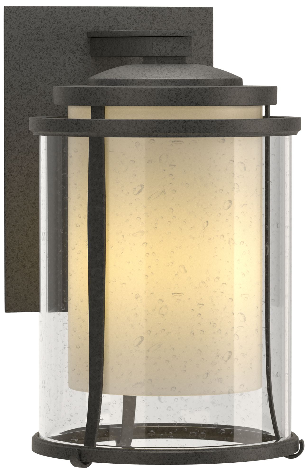 Meridian 15.7"H Large Iron Outdoor Sconce w/ Opal and Seeded Glass Sha