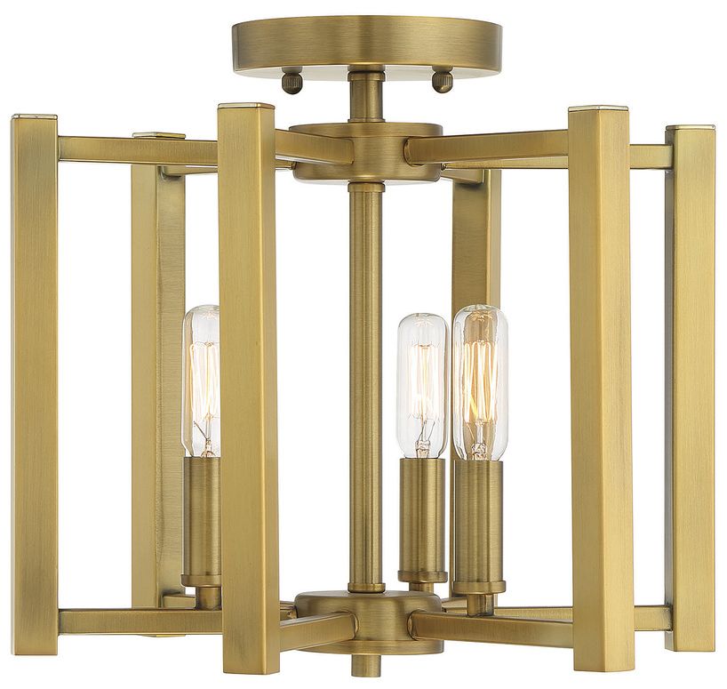 Savoy House Essentials Benson 13" Wide Warm Brass 3-Light Ceiling Ligh