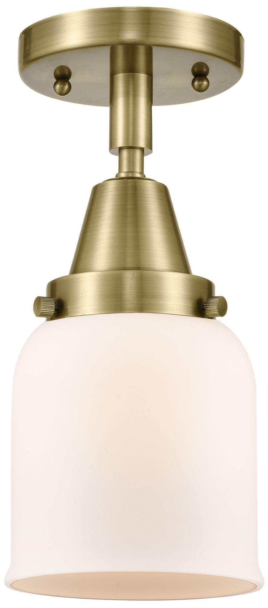 Caden Bell 5" LED Flush Mount - Antique Brass - Matte White Shade