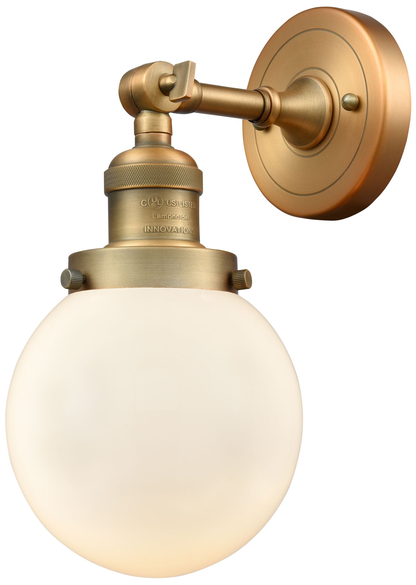 Franklin Restoration Beacon 6" Brushed Brass Sconce w/ Matte White Sha