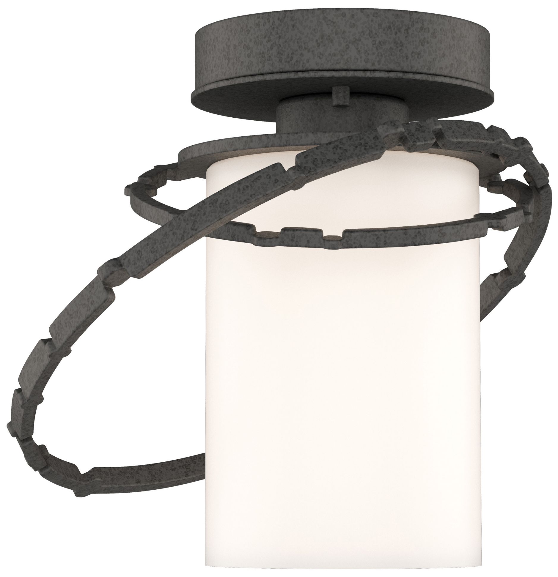 Olympus Coastal Natural Iron Outdoor Semi-Flush With Opal Glass