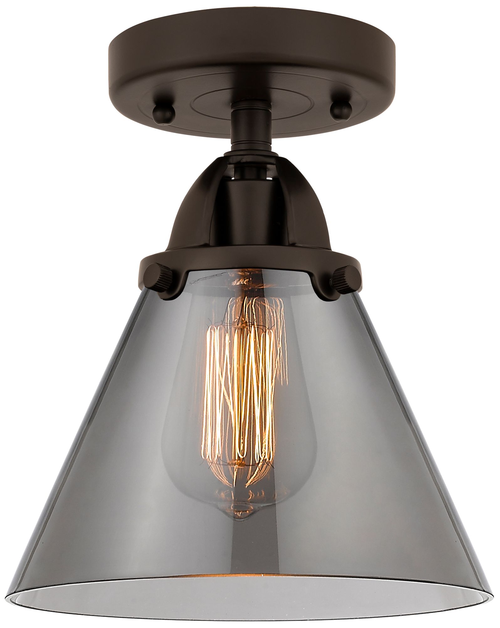 Nouveau 2 Cone 8" LED Semi-Flush Mount - Oil Rubbed Bronze - Plated Sm