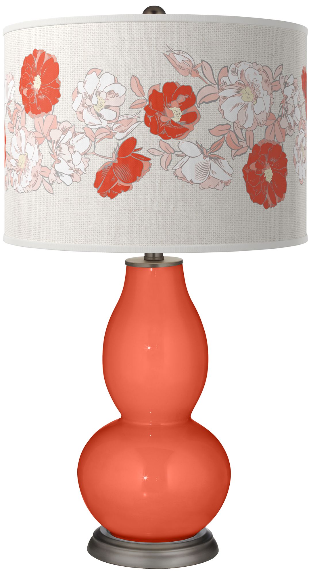 Daring Orange Rose Bouquet Double Gourd Table Lamp