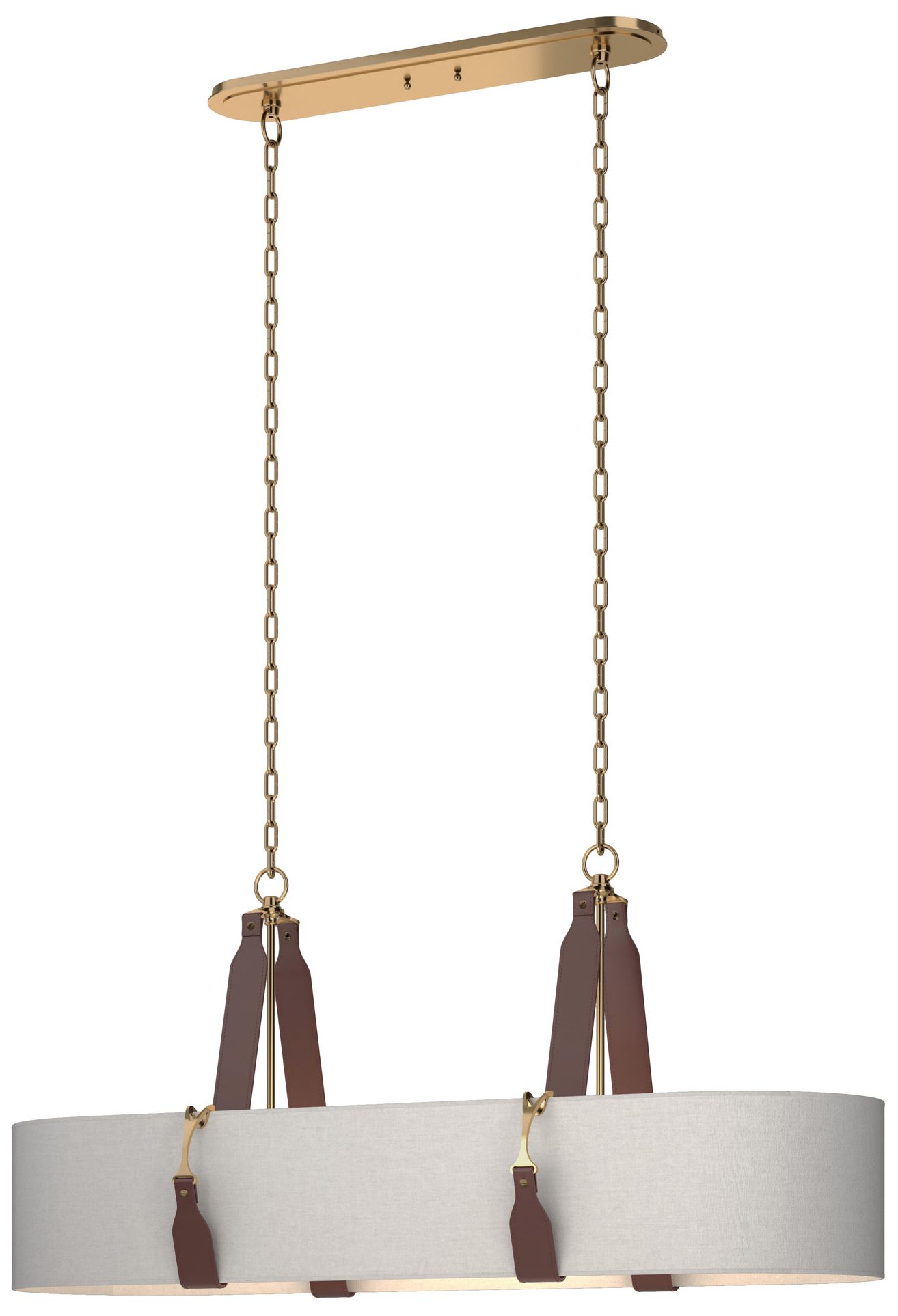 Saratoga Oval Pendant - Antique Brass - British Brown - Light Grey Shade