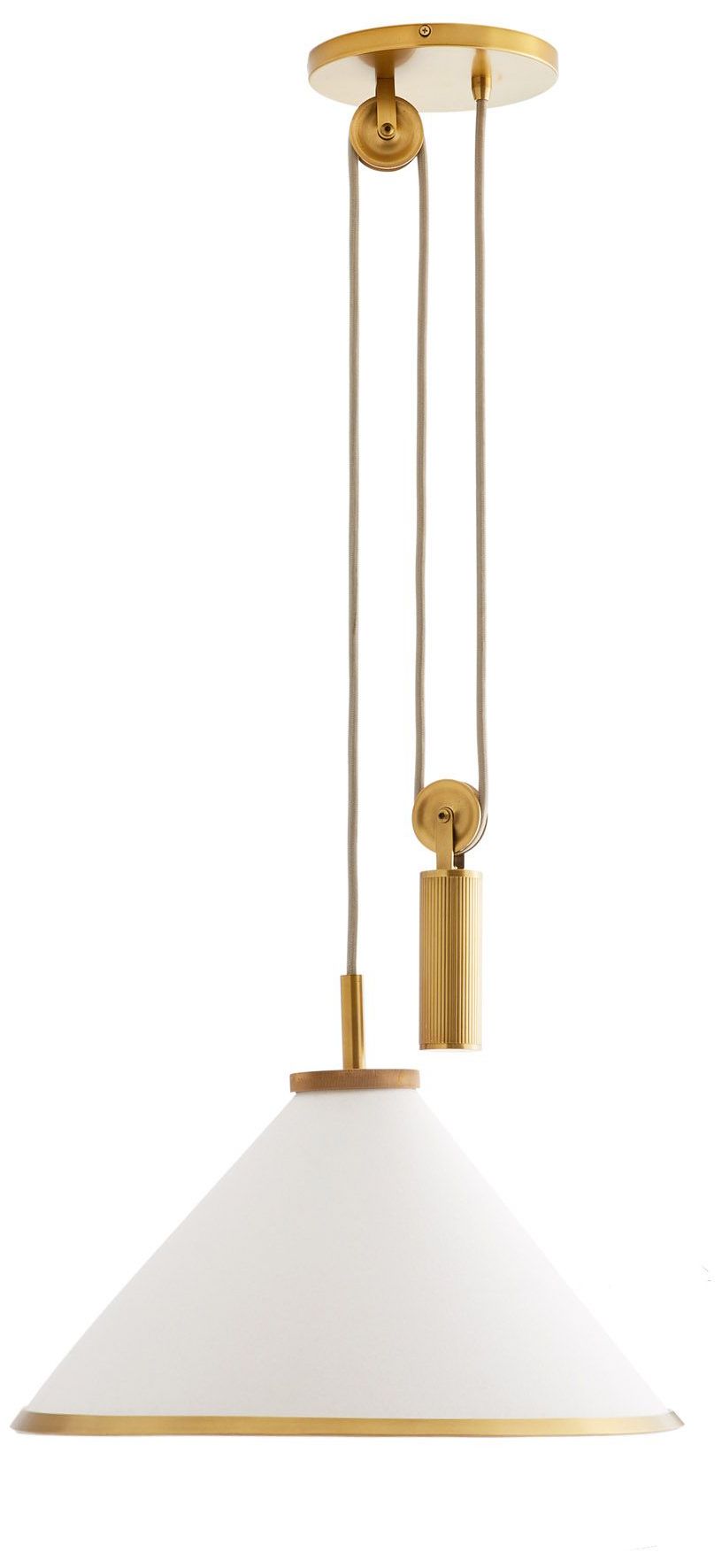 Arteriors- Norfolk Pendant- 20.5" White Linen, Antique Brass