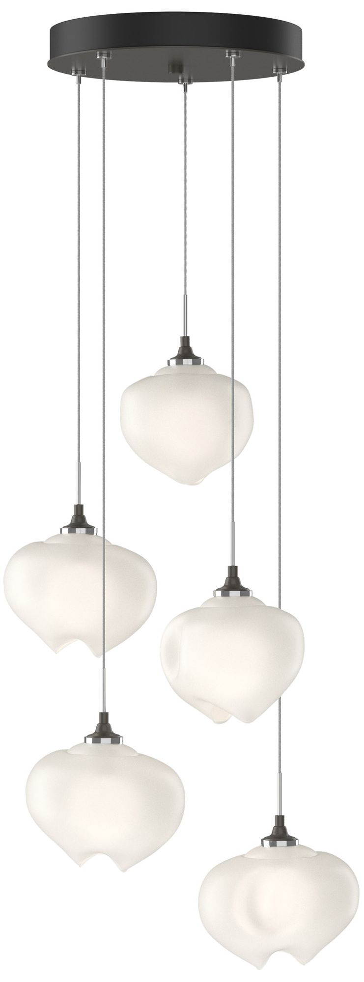 Ume 16.6" Wide 5-Light Dark Smoke Pendant With Frosted Glass Shade