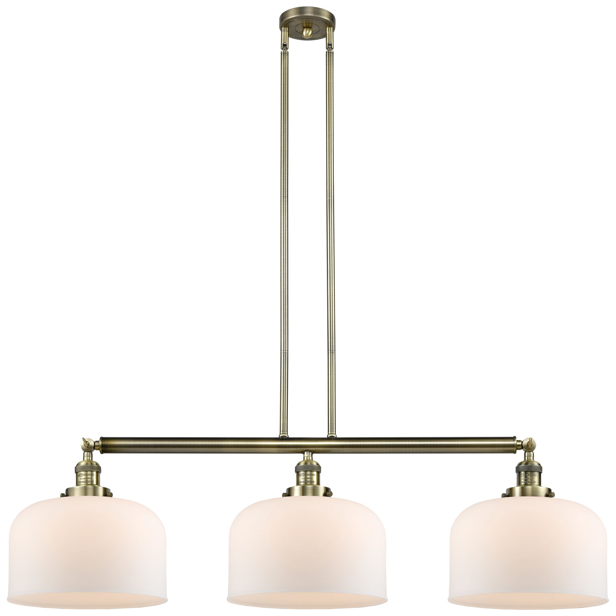 Bell 3 Light 42" Island Light - Antique Brass  - Matte White Shade