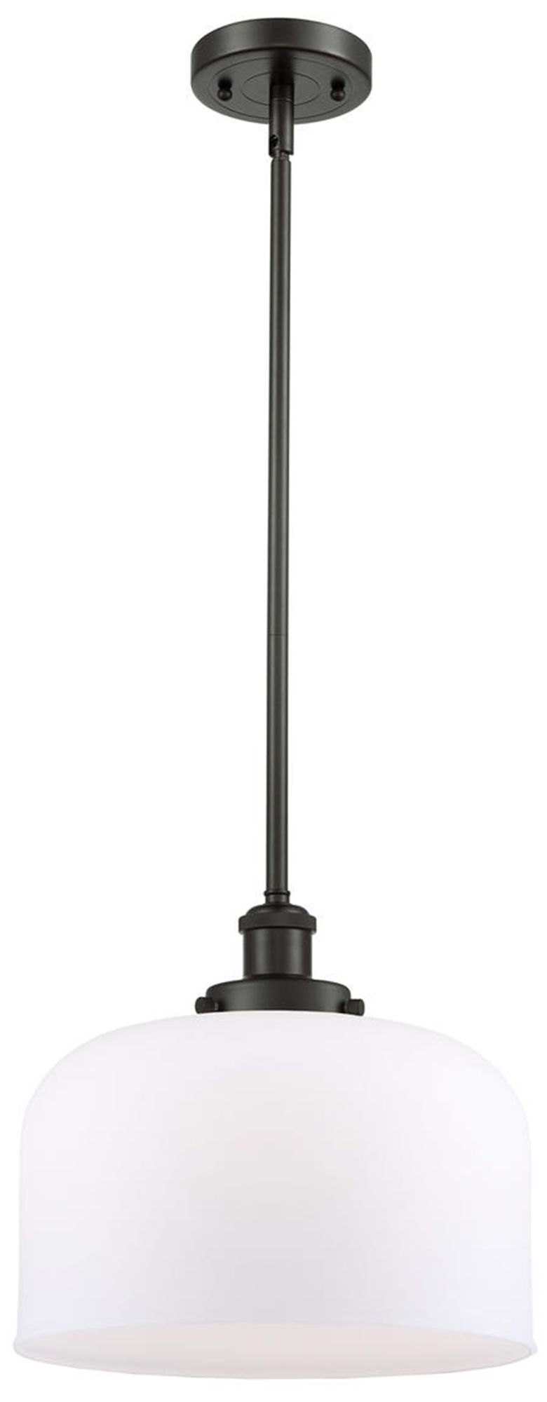 Ballston Urban Bell 12" Bronze Stemmed Mini Pendant w/ White Shade