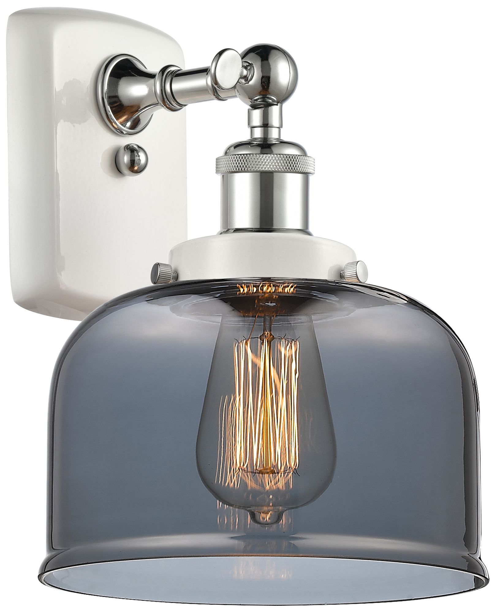 Ballston Urban Bell 8" Incandescent Sconce - White & Chrome - Smok