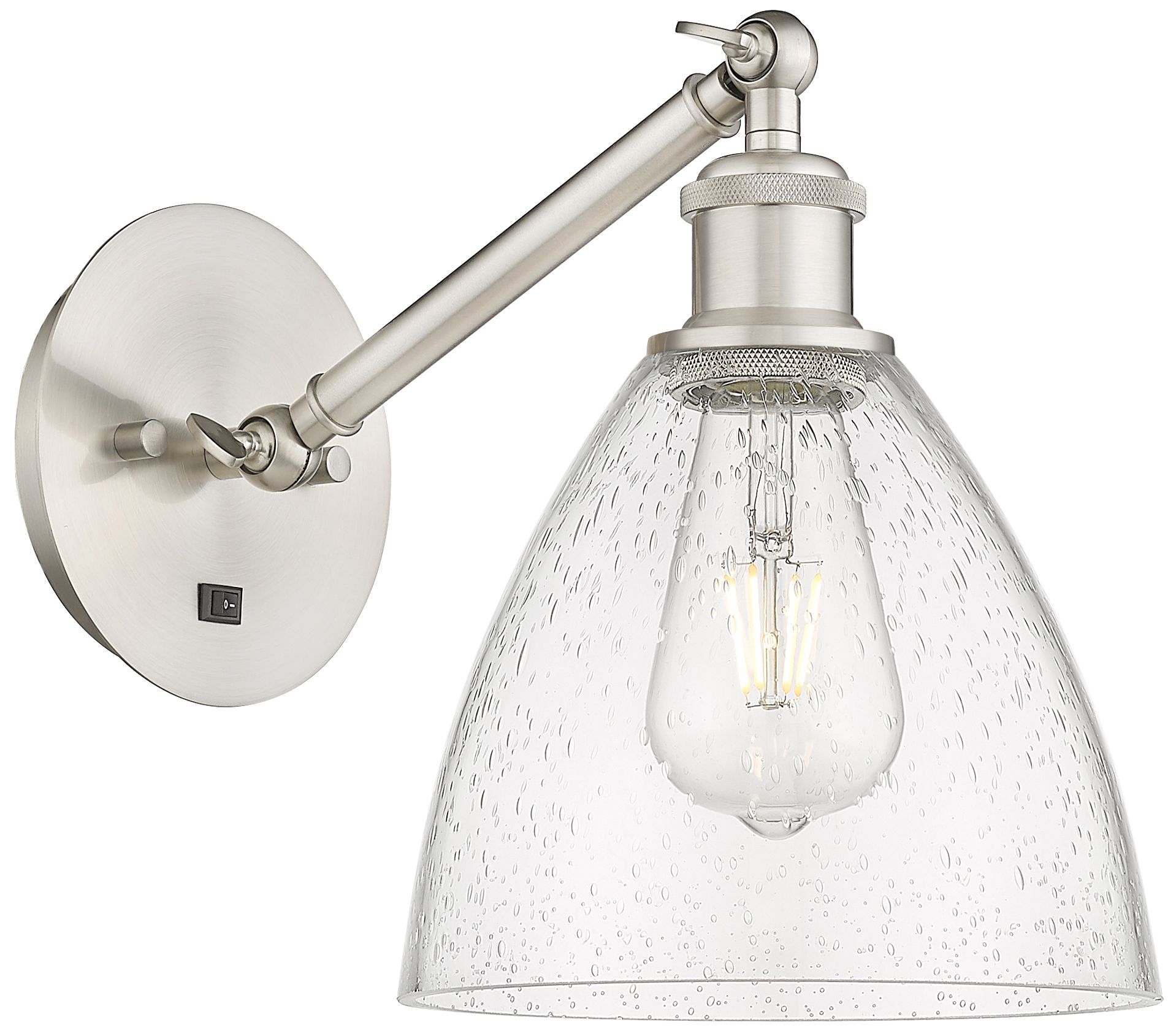 Ballston Bristol Glass 8" LED Sconce - Nickel Finish - Seedy Shade