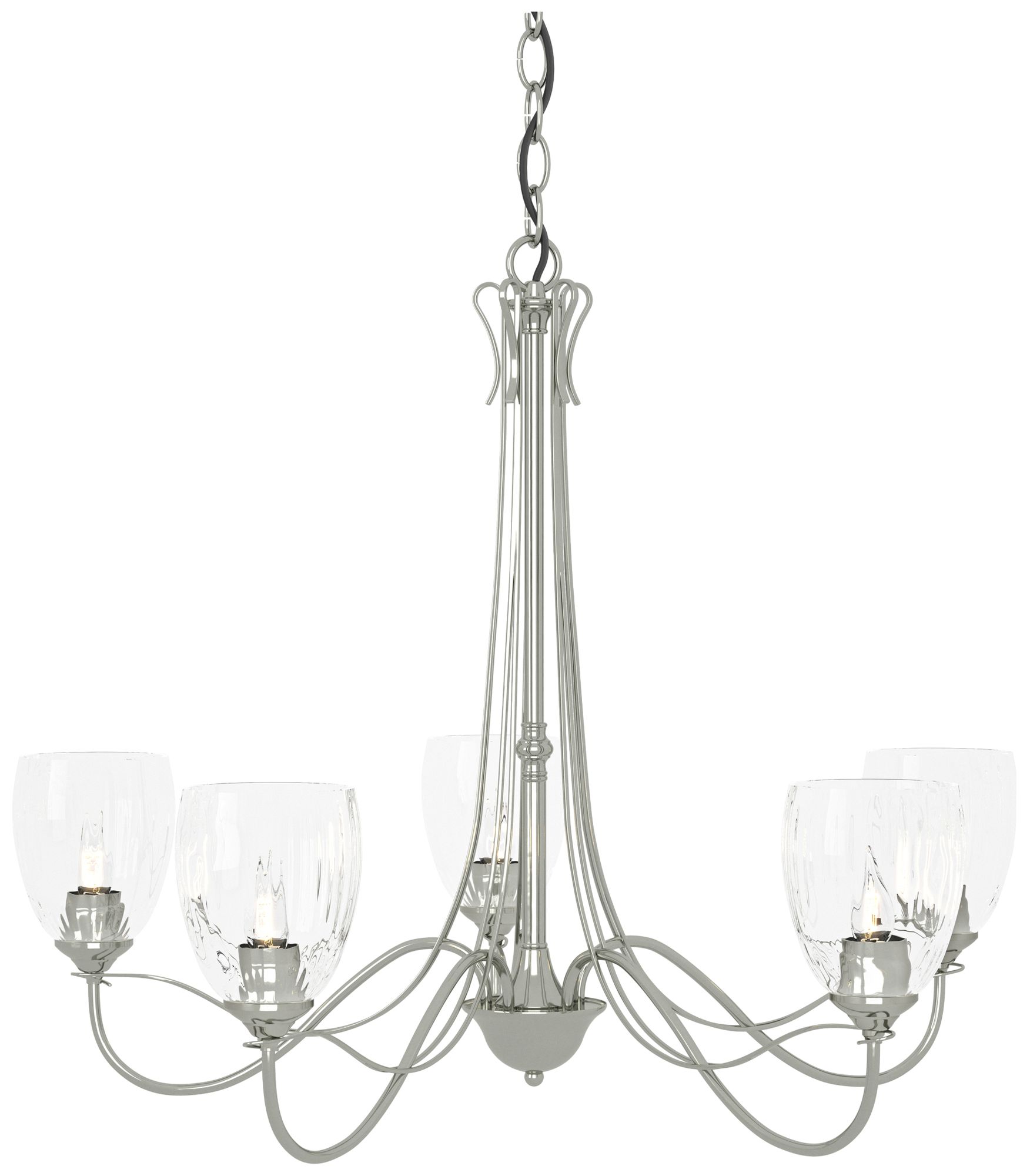 Trellis 28.1" Wide 5 Arm Sterling Chandelier With Water Glass