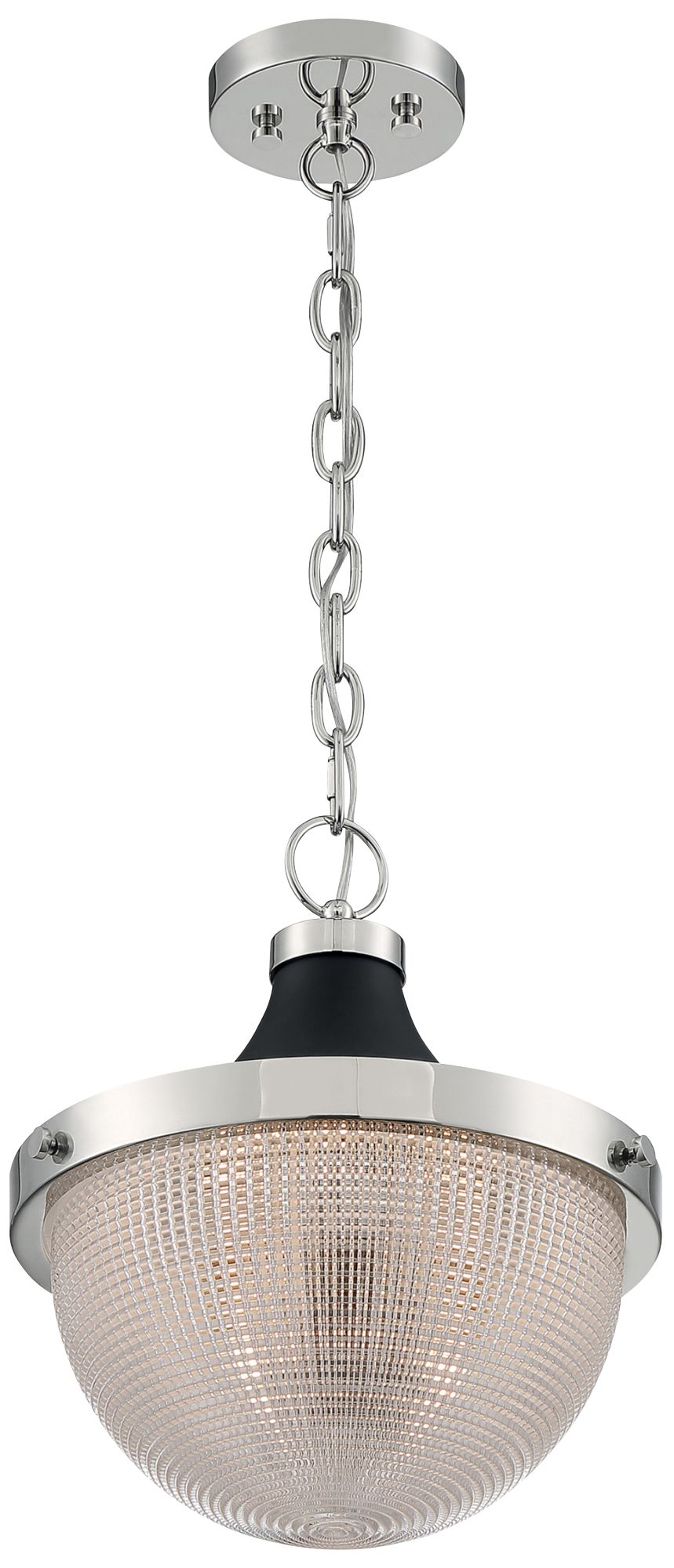 Faro; 1 Light; Large Pendant; Polished Nickel Finish with Black Accents