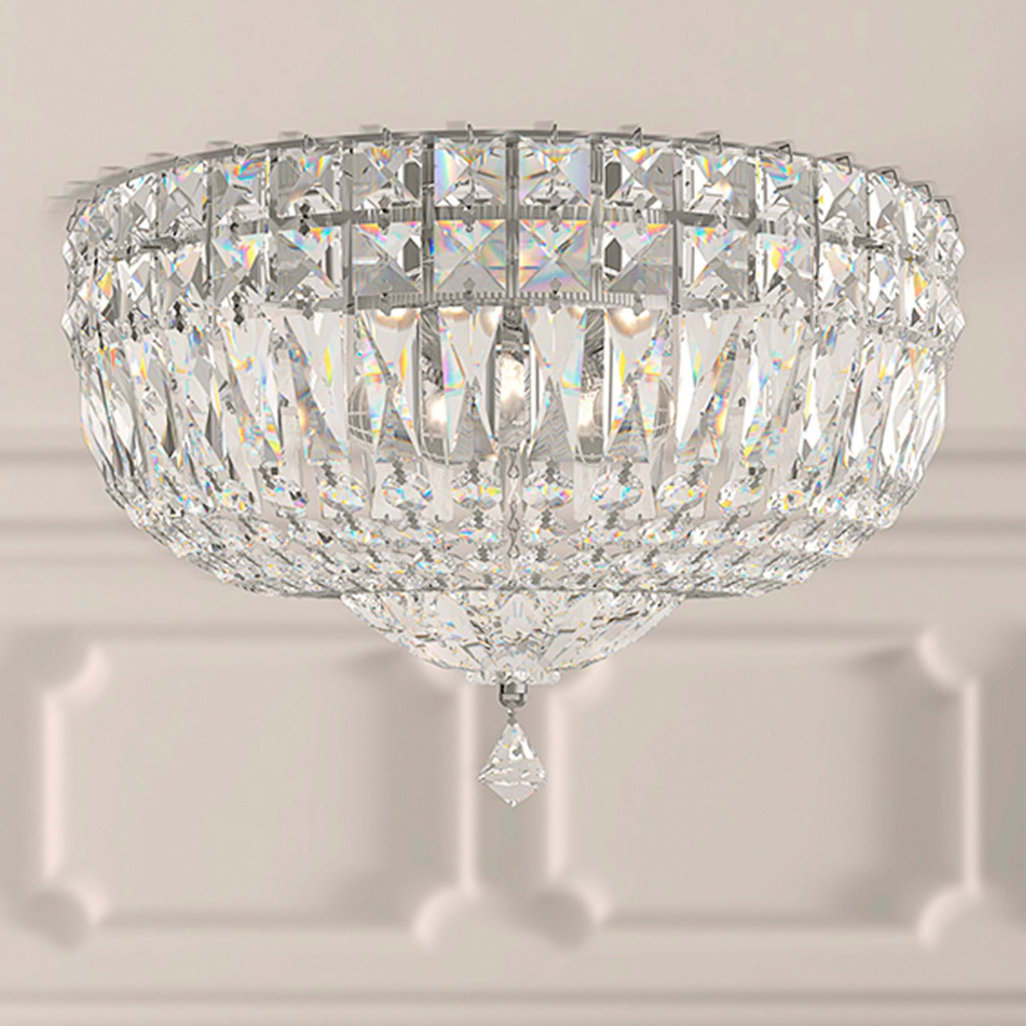 Schonbek Petit Deluxe 12" Wide Clear Crystal Ceiling Light