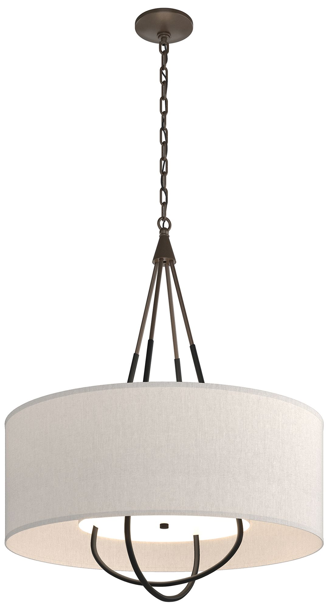 Loop Pendant - Bronze Finish - Black Accents - Flax Shade