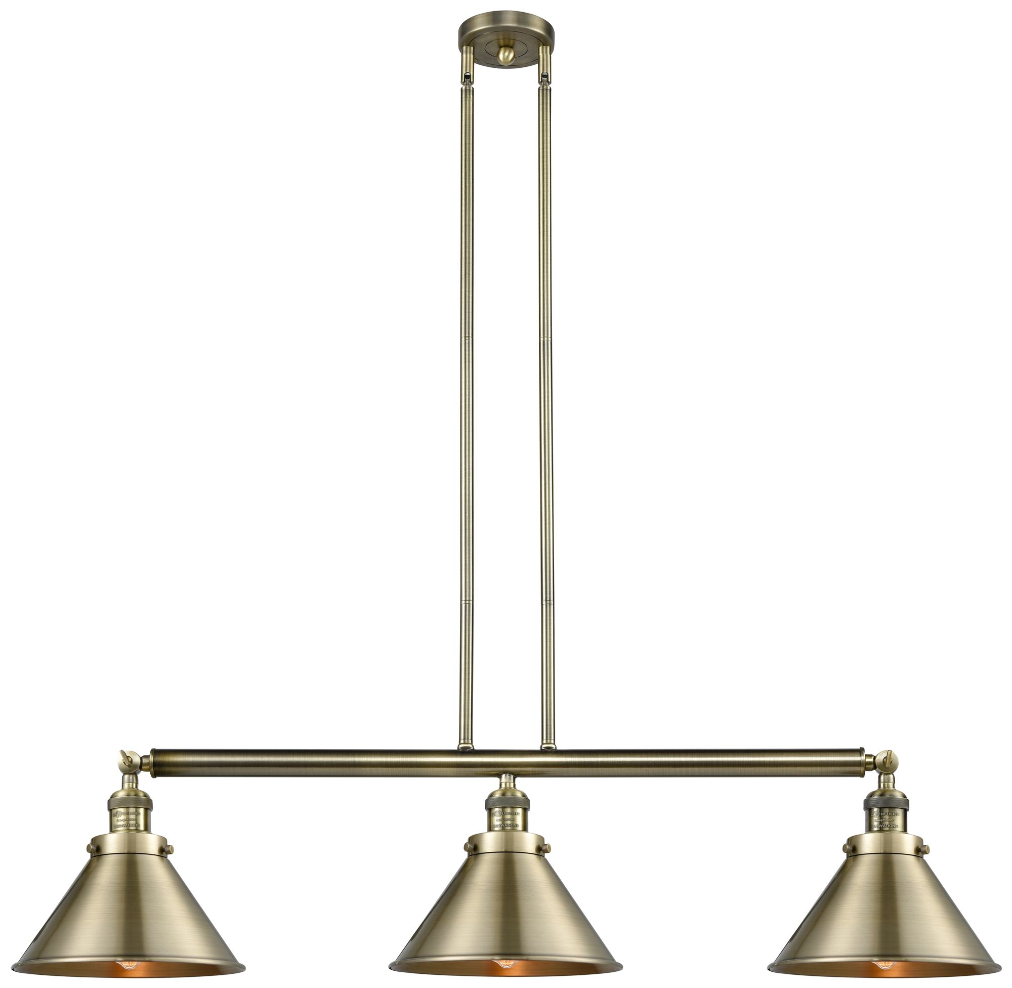 Briarcliff 43" 3-Light Antique Brass Stem Hung Island Light