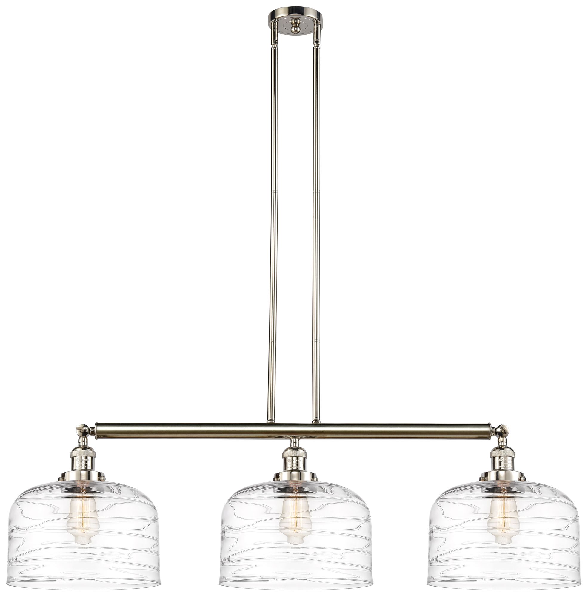 Bell 3 Light 42" LED Island Light - Polished Nickel  - Clear Deco Swir