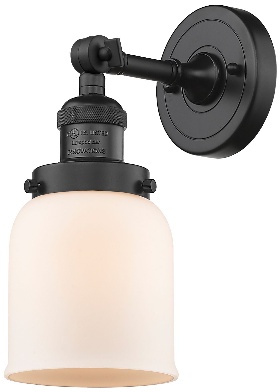 Franklin Restoration Small Bell 5" Matte Black Sconce w/ Matte White S