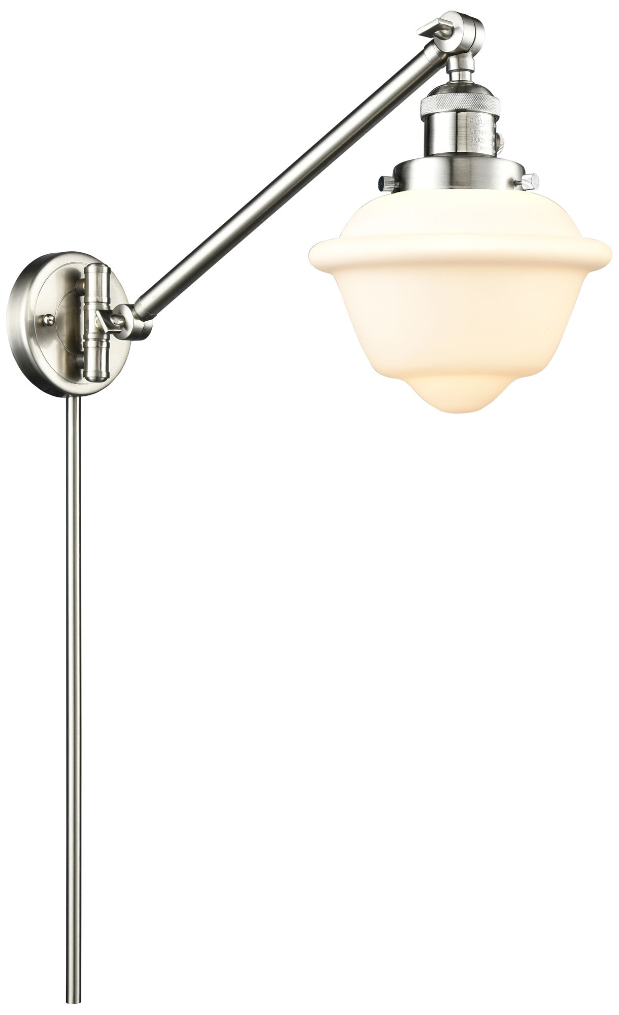 Oxford 25" High Brushed Satin Nickel Swing Arm w/ Matte White Shade