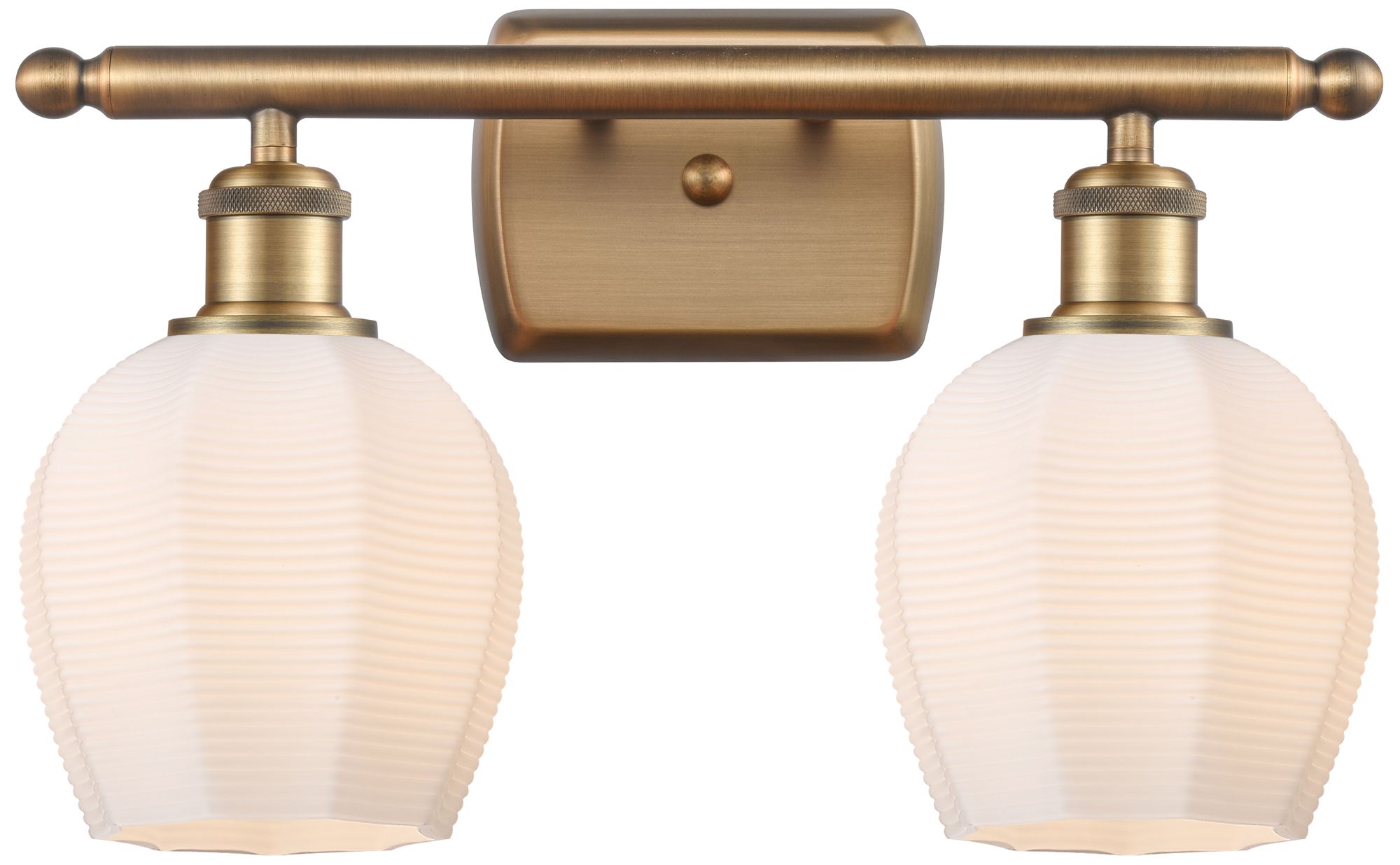 Norfolk 16" Wide 2 Light Brushed Brass Bath Vanity Light w/ White Shad