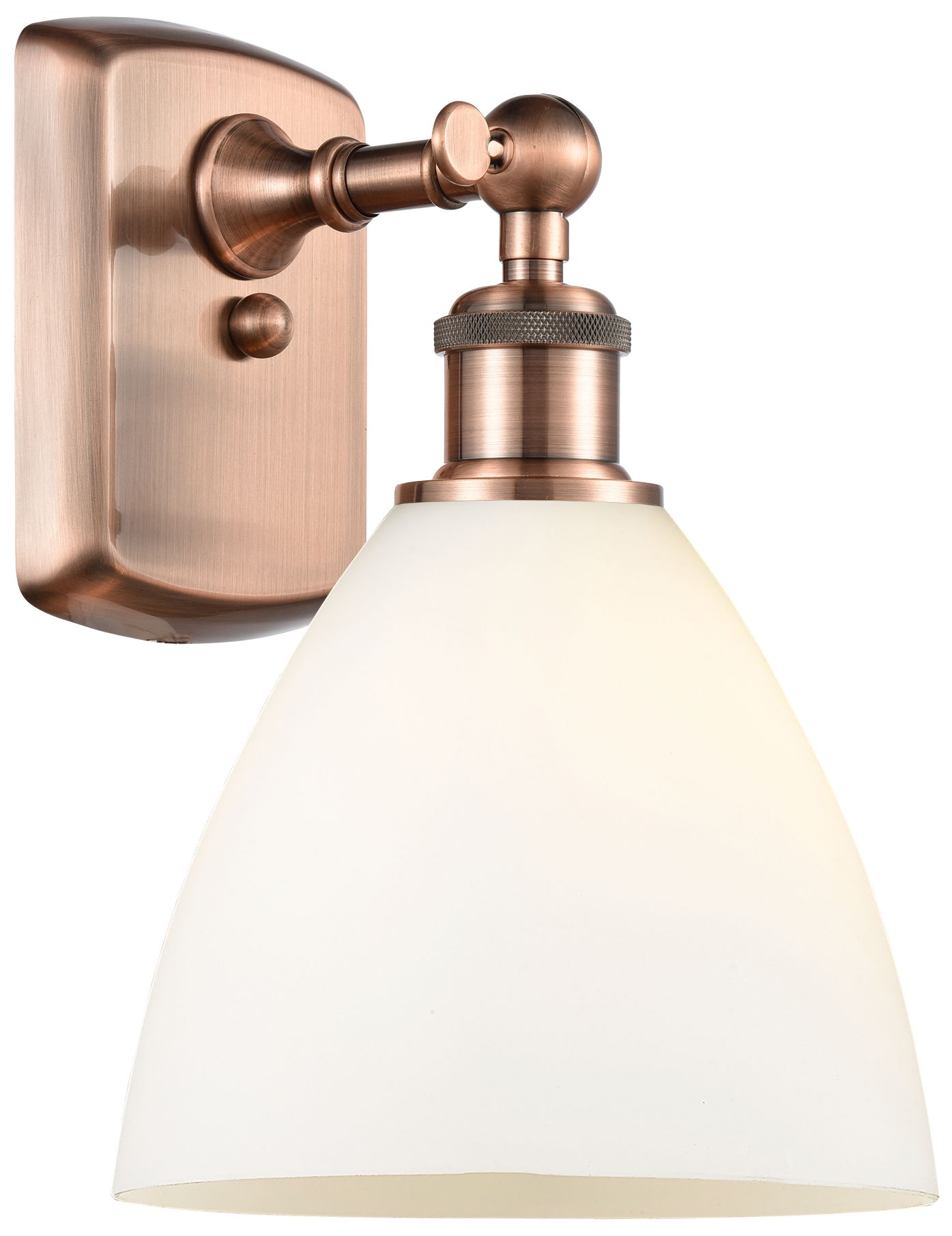 Bristol Glass 7.5" 8" LED Sconce - Copper Finish - Matte White Sh