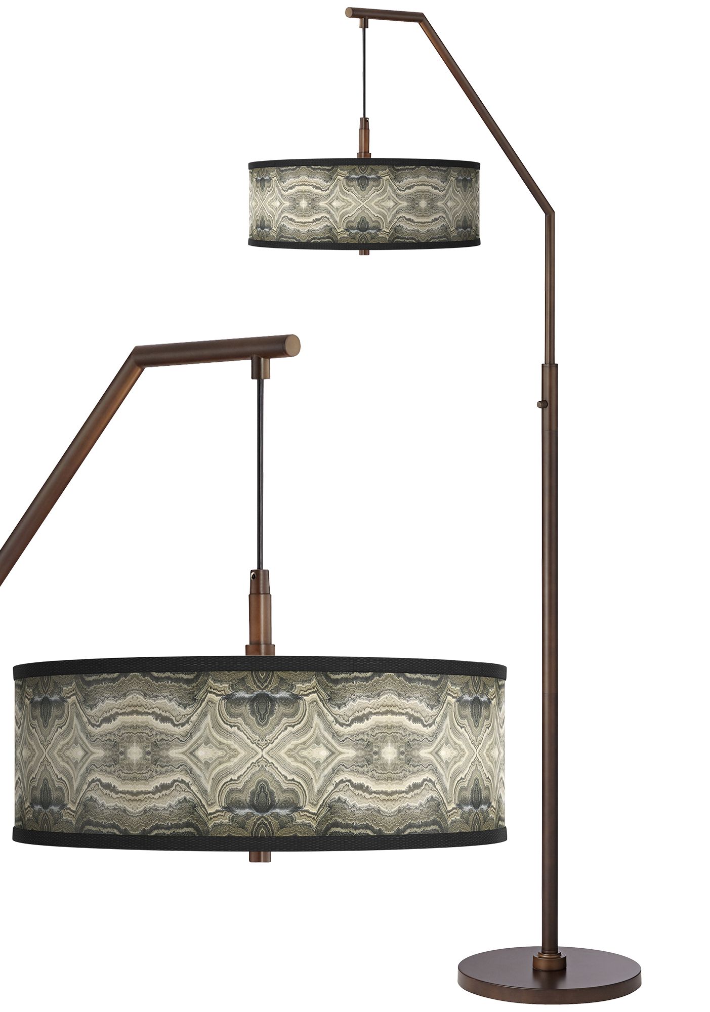 Sprouting Marble Bronze Downbridge Arc Floor Lamp