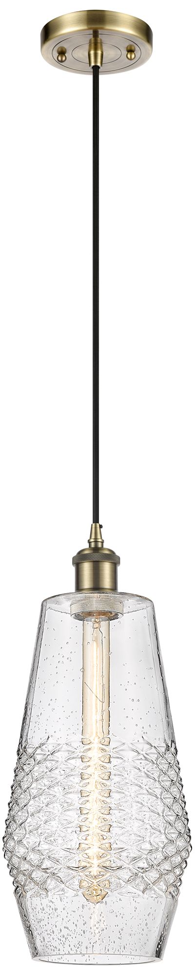 Windham 7" Mini Pendant - Antique Brass - Seedy Shade