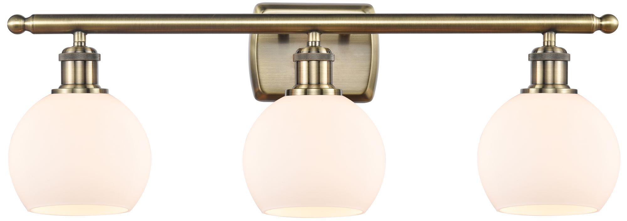 Athens 6" 3 Light 26" LED Bath Light - Antique Brass - Matte Whit