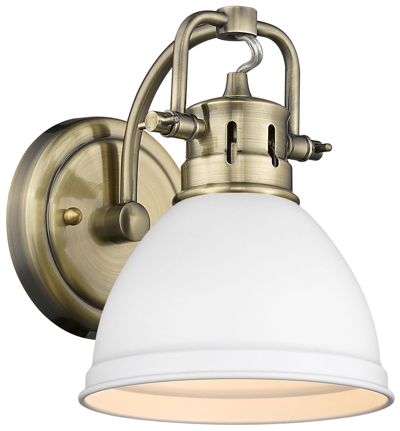 Duncan 6 1/2" Wide Aged Brass 1-Light Wall Sconce with Matte White