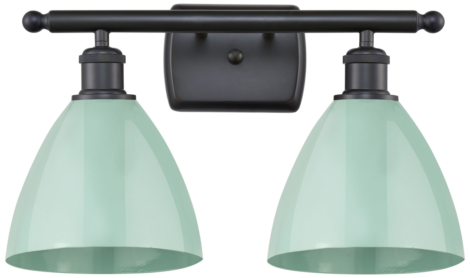 Plymouth Dome 17.5"W 2 Light Matte Black Bath Vanity Light w/ Seafoam