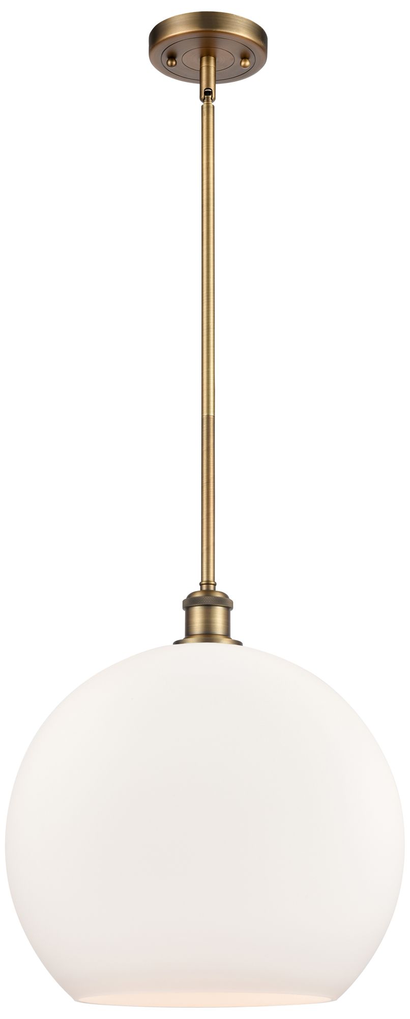 Athens 14" Brushed Brass LED Pendant With Matte White Shade