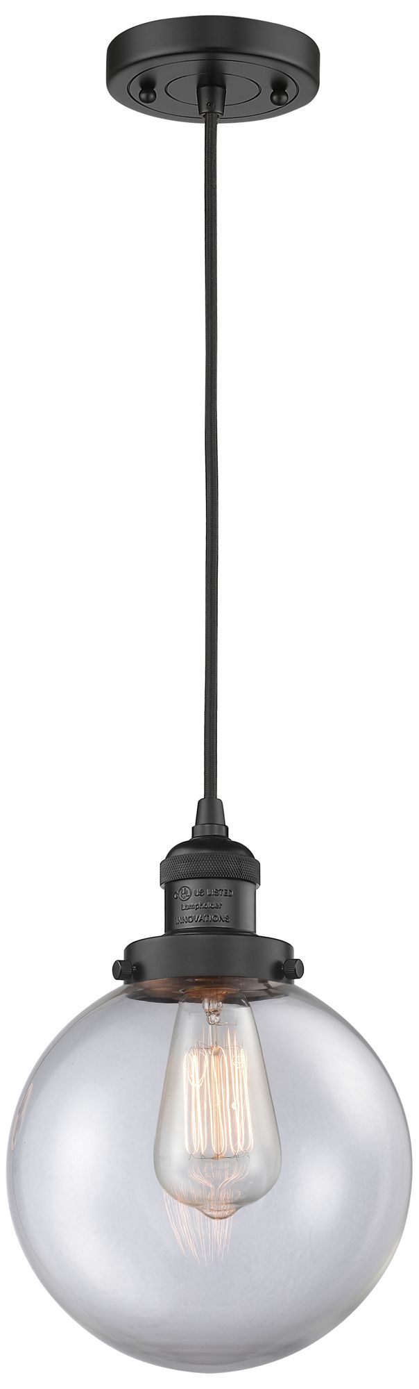 Franklin Restoration Beacon 8" LED Mini Pendant - Matte Black - Clear