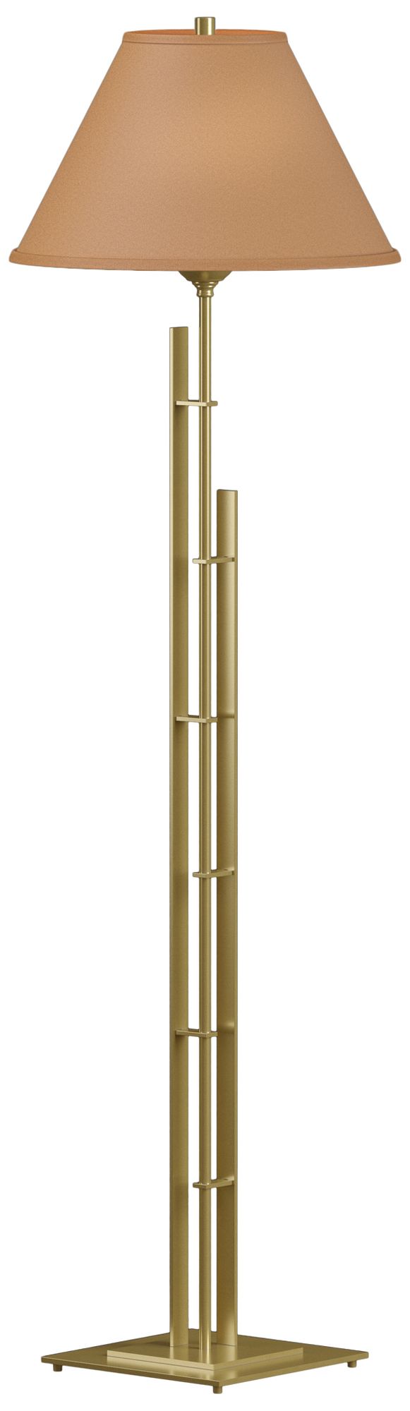 Metra 57.2"H Modern Brass Double Floor Lamp With Doeskin Suede Shade