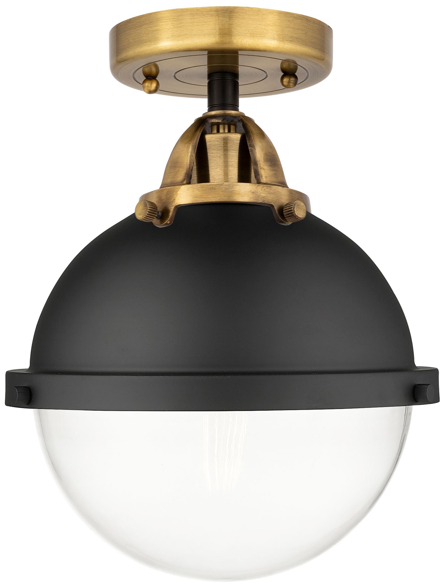Nouveau 2 Hampden 9" LED Semi-Flush - Black Brass - Clear - Black