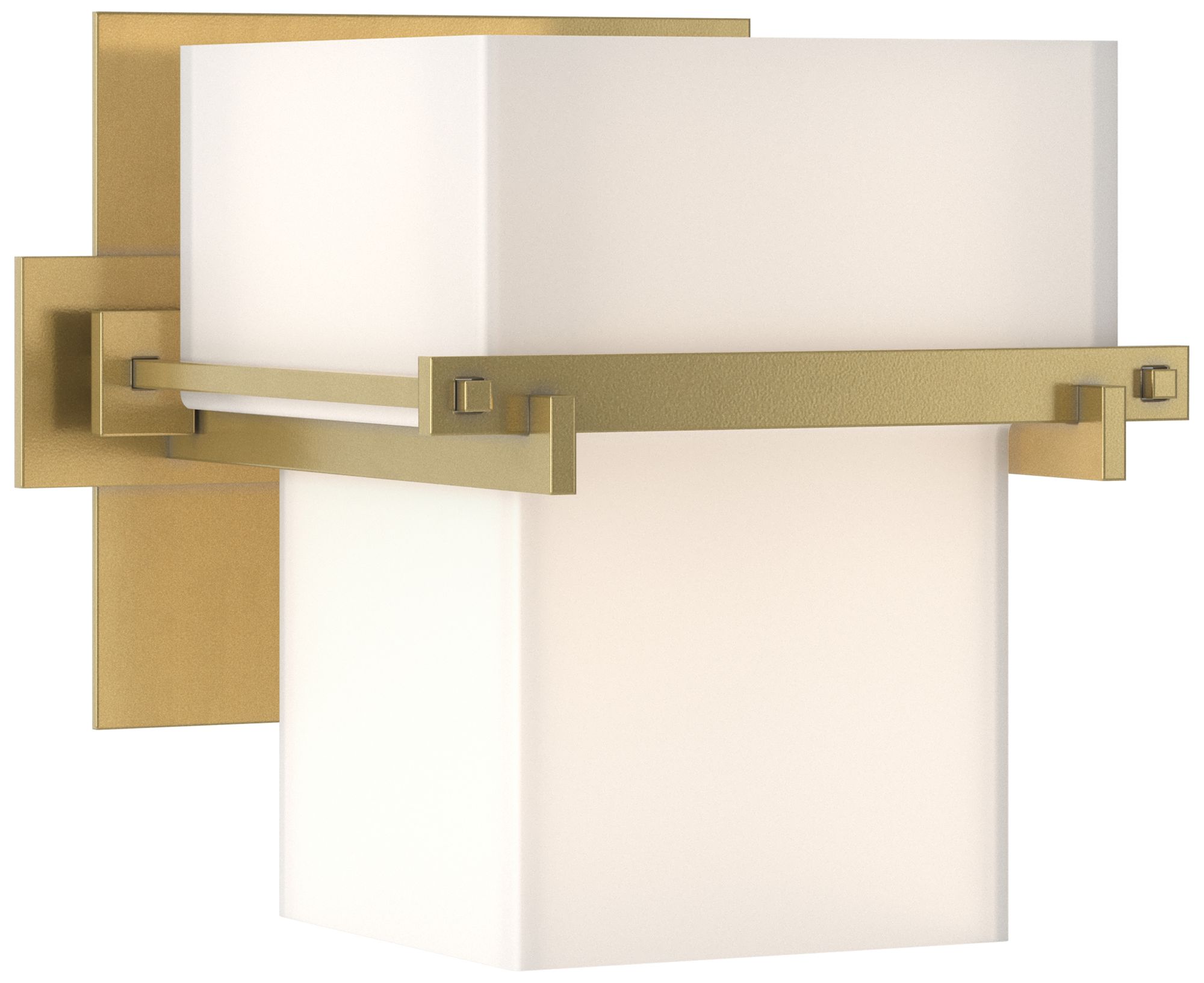 Kakomi 6" High Tall Modern Brass Sconce With Opal Glass Shade