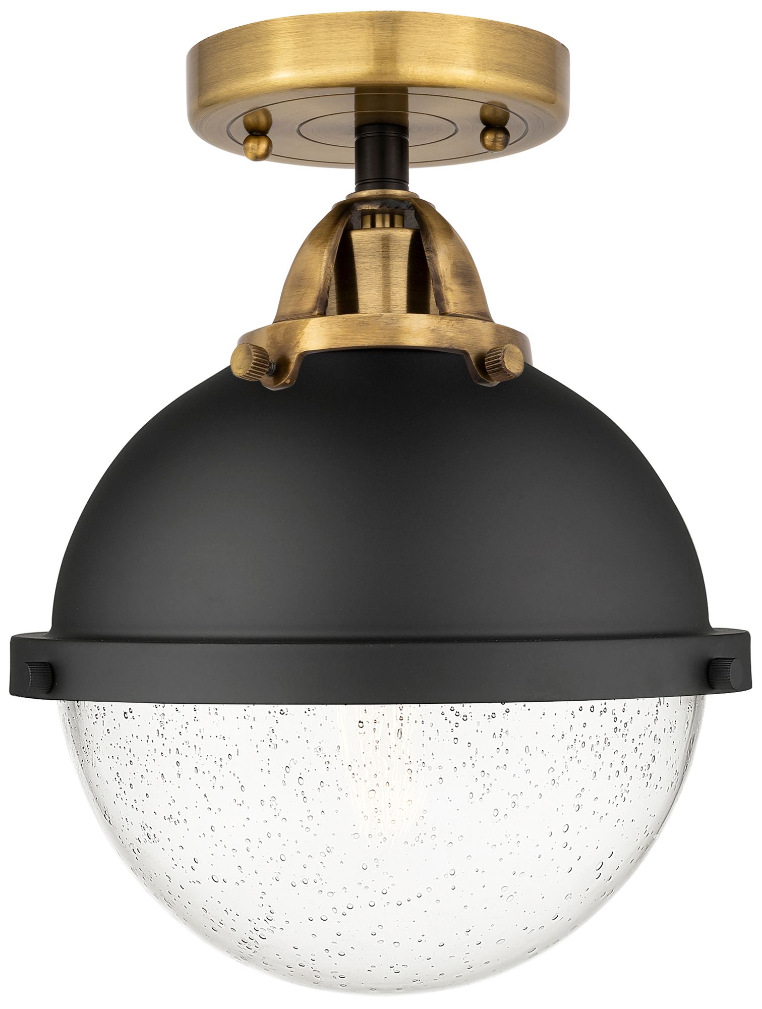 Nouveau 2 Hampden 9" LED Semi-Flush - Black Brass - Seedy Glass - Blac