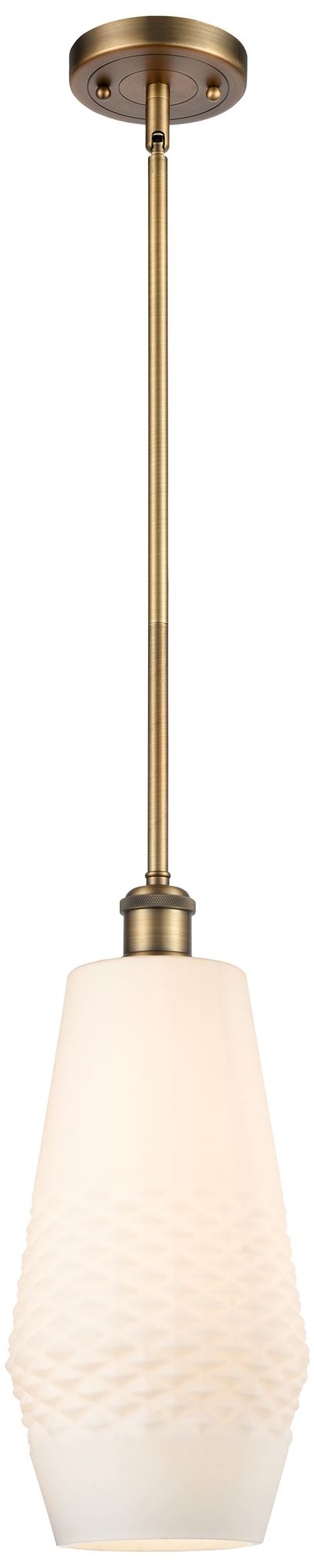 Windham 7" Mini Pendant - Brushed Brass - White Shade