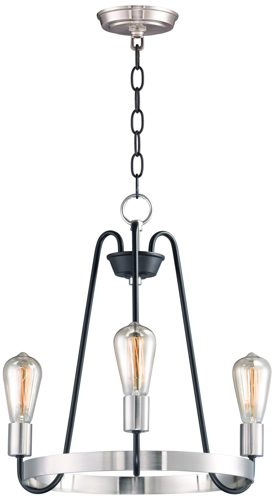 Haven 3-Light 18.5" Wide Black/Satin Nickel Chandelier