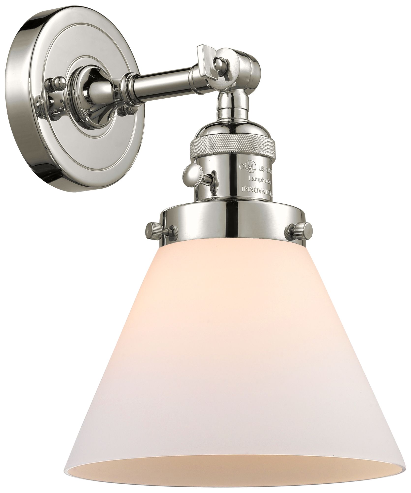 Cone 10" High Polished Nickel Sconce w/ Matte White Shade