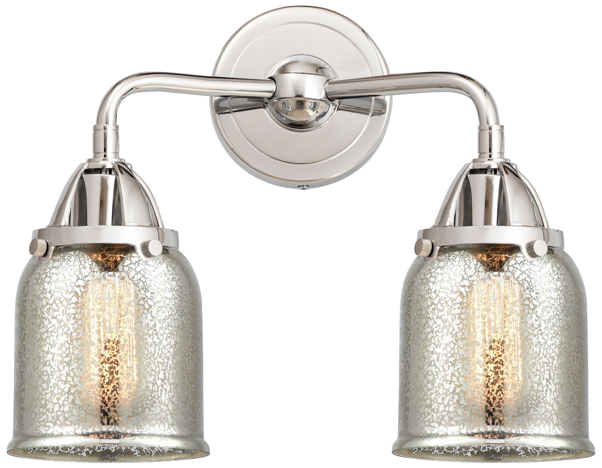 Nouveau 2 Bell 5" 2 Light 13" Bath Light - Polished Chrome - Silv