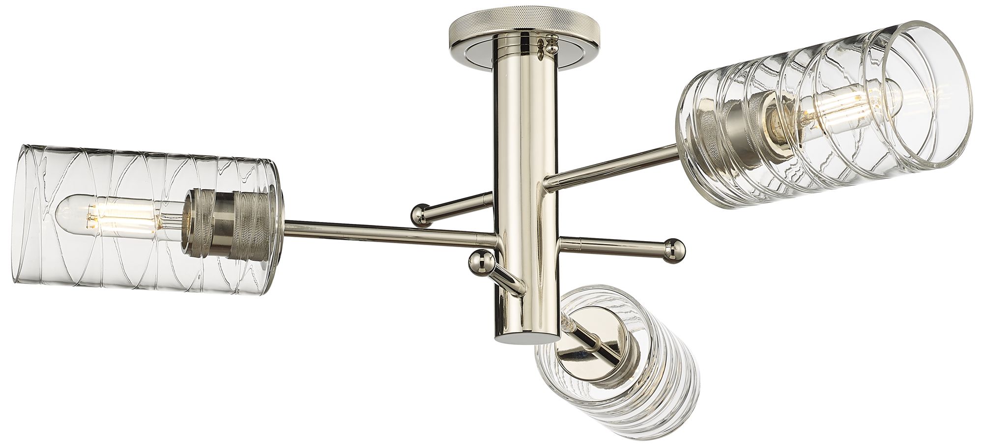 Crown Point 29.4" Wide 3 Light Polished Nickel Flush Mount with Swirl