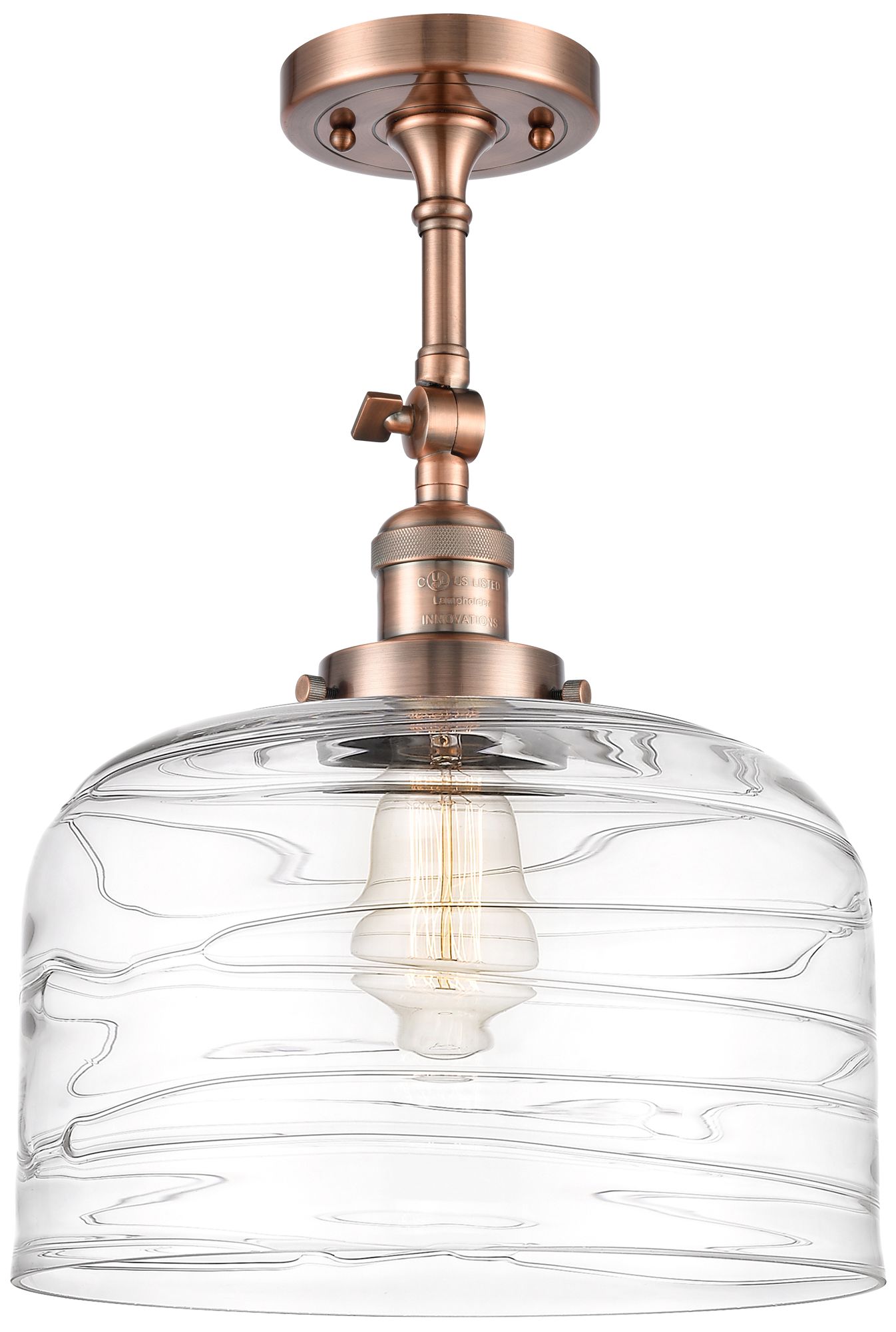 Franklin Restoration Bell  12" Semi-Flush Mount - Copper - Clear Deco