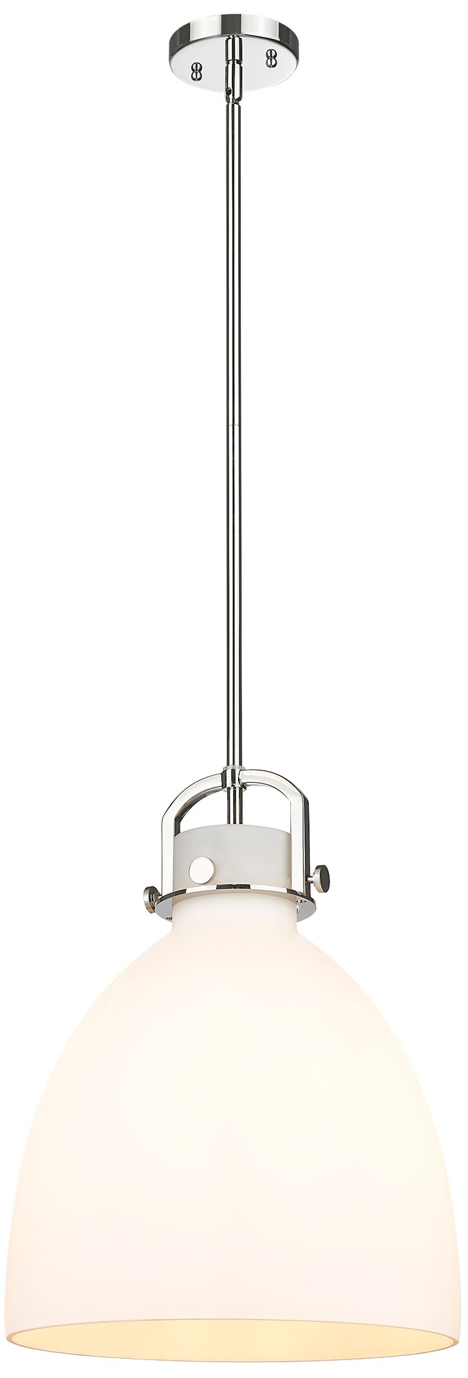 Newton Bell 14" Wide Stem Hung Polished Nickel Pendant With White Shad