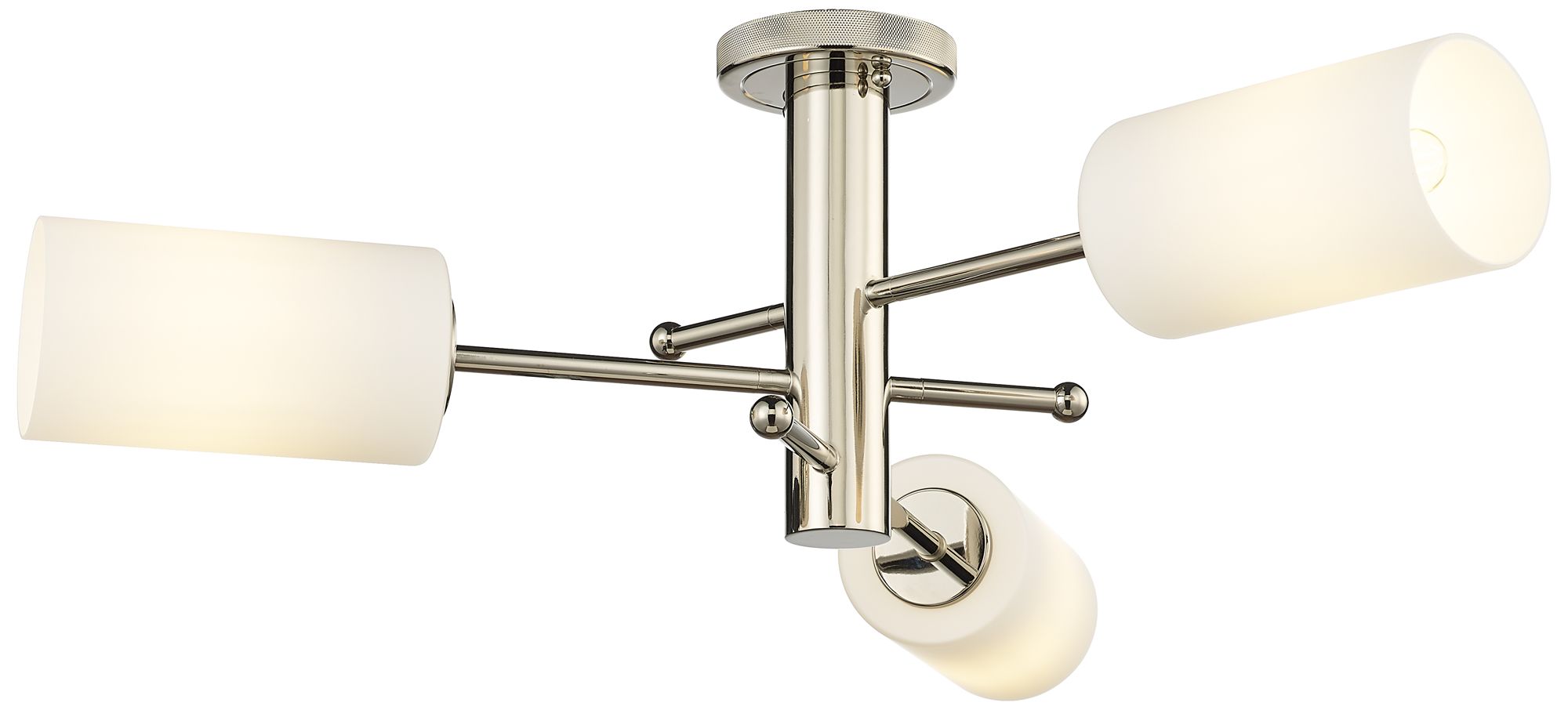 Crown Point 29.4" Wide 3 Light Polished Nickel Flush Mount with White