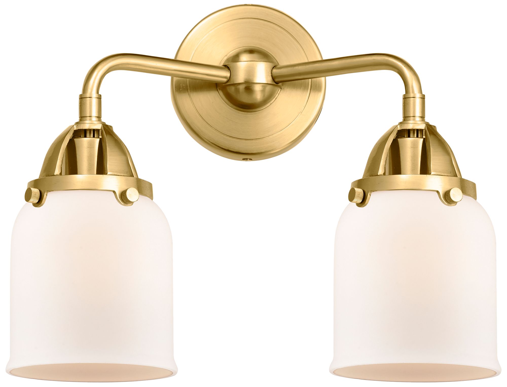 Nouveau 2 Bell 5" 2 Light 13" Bath Light - Satin Gold - Matte Whi