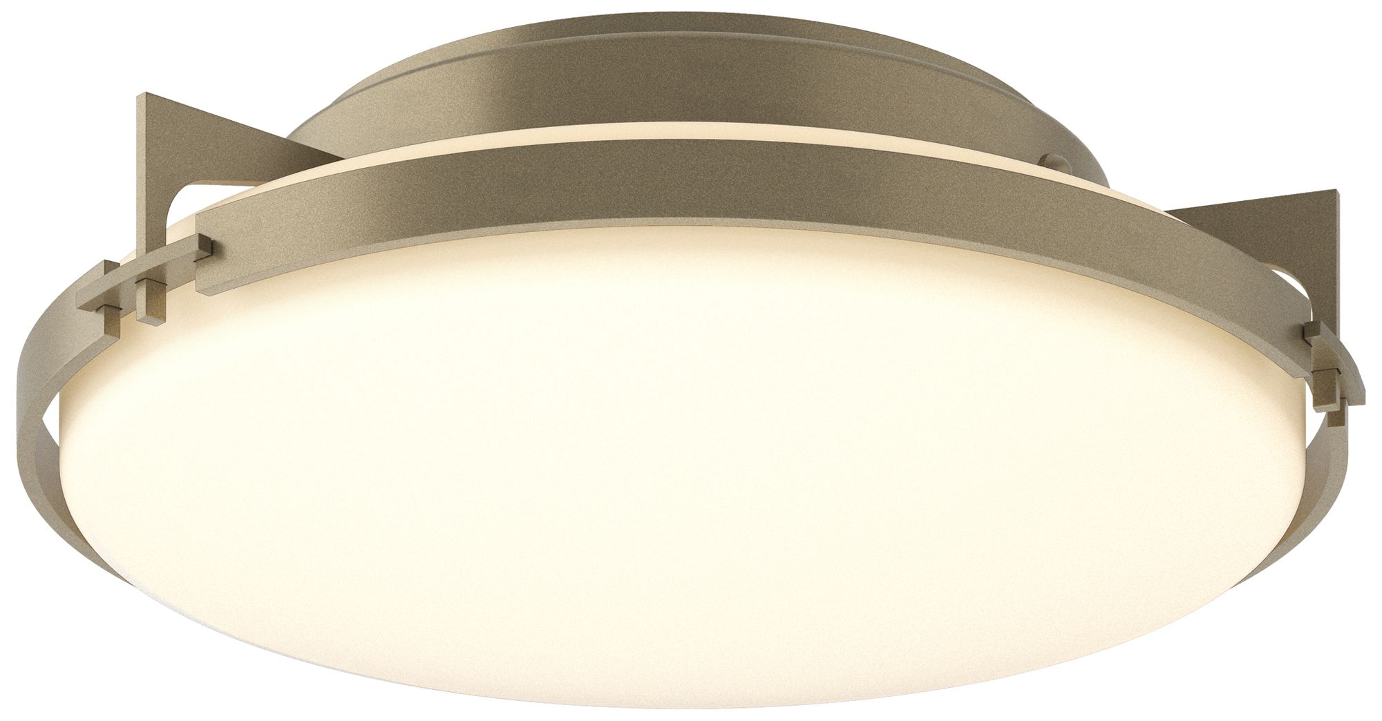 Metra 14.2" Wide Soft Gold Flush Mount With Opal Glass Shade