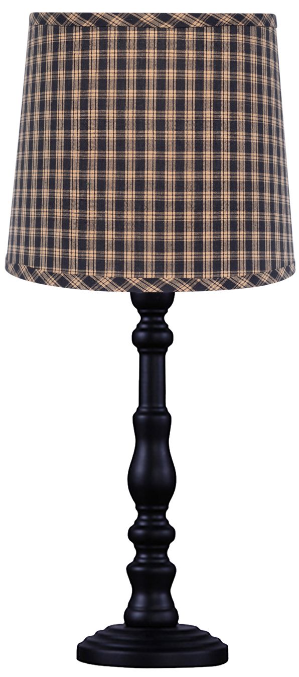 Townsend Black Table lamp, Black and Tan plaid shade 21"H